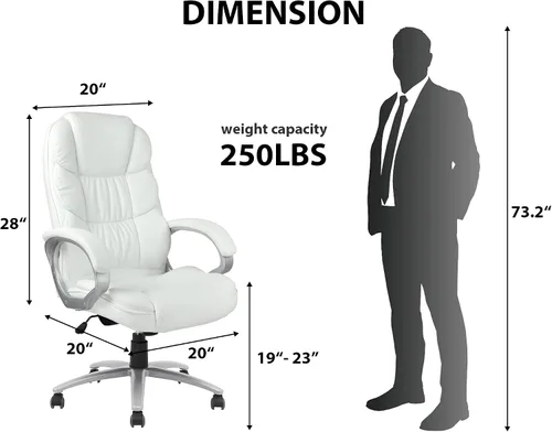 Vista 2 de Silla de oficina, diseño ergonómico moderno, respaldo alto, piel sintética, 250 libras resistente, silla de escritorio giratoria con soporte lumbar
