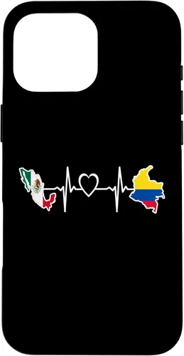 Vista 19 de iPhone 16 Bandera de Colombia Mexicana - Funda de latidos del corazón de Colombia Mexicana