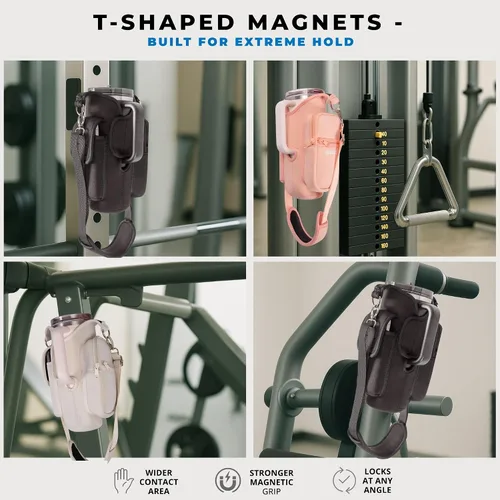 Vista 4 de Bolsa magnética de gimnasio para vasos de 21 a 42 onzas — Se adapta a Stanley, Owala y vasos similares Soporte para botellas manos libres