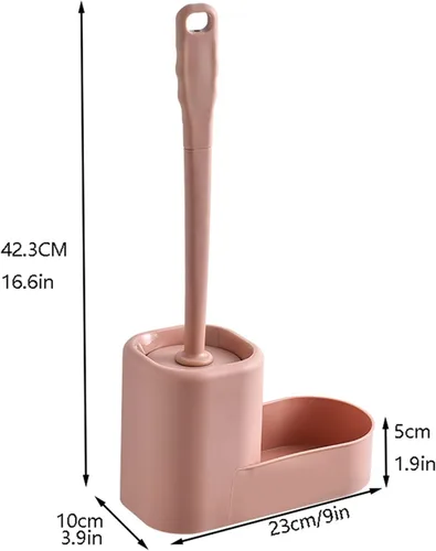 Vista 2 de Escobilla de inodoro con soporte, juego de gancho extra y mango antideslizante, cepillo de baño para limpieza profunda y secado rápido, cepillo