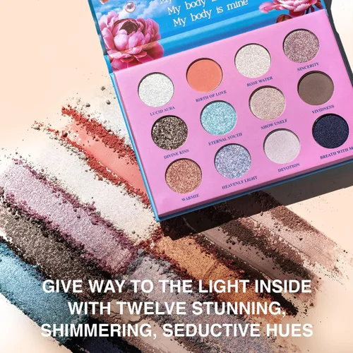 Vista 3 de SELESTIA BEAUTY Paleta de sombra de ojos de maquillaje Mother of Lights - 12 tonos mezclables con acabados mate y brillante - Paleta de sombras