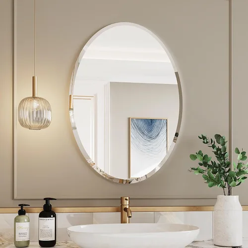 Vista 7 de AUYHM Espejo ovalado, espejo de baño pequeño de 20 x 28 pulgadas, espejos de baño, espejo negro para baño, espejos ovalados para baño, espejo