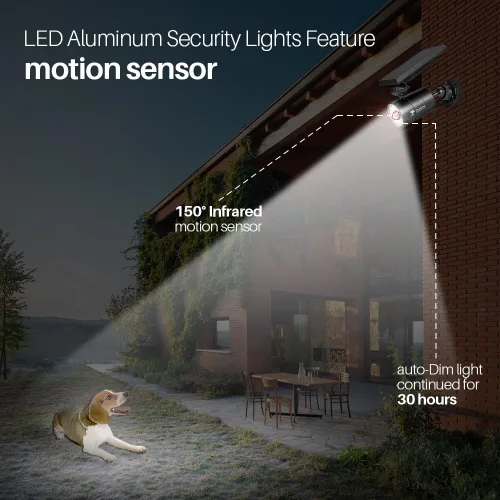 Vista 7 de Luz solar con sensor de movimiento de 2, luces solares impermeables para exteriores, 100 semanas de repuesto 100% gratis de aluminio