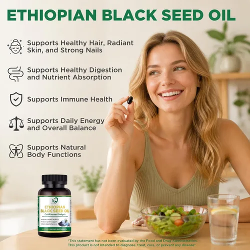 Vista 4 de Organic Black Seed Oil Capsules 1000mg, Rich in 4.64% Thymoquinone (TQ)，