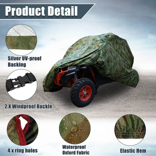 Vista 3 de X AUTOHAUX Cubierta impermeable UTV cubierta 4 ruedas protector de polvo de lluvia cubierta completa 4-6 plazas para Polaris RZR XP para Ranger Crew