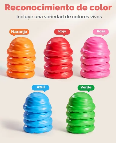 Vista 4 de JoyCat Juego de actividades de aprendizaje preescolar para helados, conteo y clasificación de colores, juguetes apilables para niños de 1 a 5 años