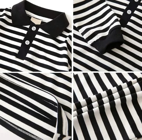 Vista 6 de Conjunto de 2 polos de manga larga para niños pequeños + ropa de pantalones cargo