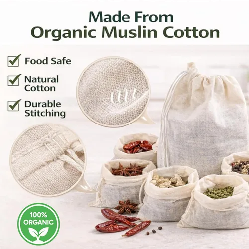 Vista 4 de Bolsas de especias de algodón orgánico con cordón – 30 bolsas de té reutilizables de 3 x 4, bolsas de muselina para cocinar, bolsa de sopa, hierbas