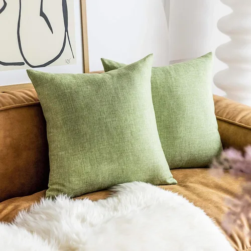 Vista 30 de Fundas de almohada decorativas Demetex grises 18x18, fundas de almohada cuadradas de lino para sofá, fundas de almohada estilo granja para cama