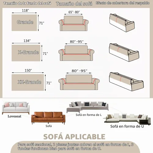 Vista 6 de Funda de sofá vintage beige, lavable, de chenilla, 71 x 150 pulgadas Damasco Borde Beige