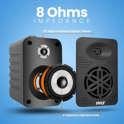 Vista 6 de Pyle USA - Par de altavoces Bluetooth para interiores y exteriores, sistema de altavoces de rango completo de 2 vías de 300 W, doble impermeable, 4