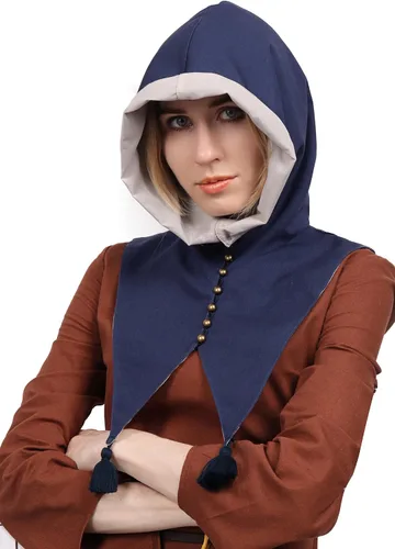 Vista 8 de DAZCOS Medieval Cowl Hood Fringed Cape Pagan Easter Cloak Hat Cosplay Costume