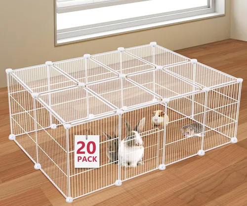 Vista 12 de VISCOO Corralito de 12 Paneles para Animales Pequeños, 48" x 24" x 16" Corralito para Mascotas con Alfombrilla Impermeable, Jaula C&C