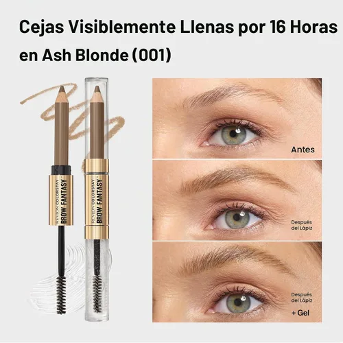 Vista 5 de Revlon ColorStay - Lápiz y gel para cejas Fantasy, 001 rubio ceniza This brow product features a powder-soft pencil and a clear shaping gel to