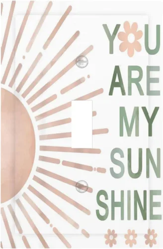 Vista 75 de Cubiertas de Placas de Pared Dúplex Individual con Sol Minimalista Moderno de Palabras Inspiradoras Abstractas Boho, Cubierta de Interruptor de Luz