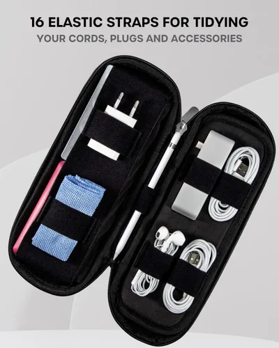Vista 4 de SIDE BY SIDE Electronics Organizer Travel Case for Cables, Charger, Power Bank – Tech Bag for MacBook Accessories, Adapter – Slim Cord Organizer Bag