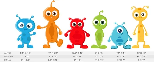 Vista 2 de Calcomanías de pared de tela alienígena, juego de 6: removibles, reutilizables, no tóxicos