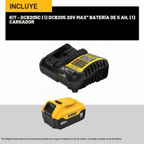 Vista 2 de DEWALT Kit de inicio de batería de iones de litio de 20 V máx. y cargador de 5 Ah (DCB205C)