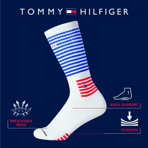 Vista 3 de Tommy Hilfiger Mens Crew Socks - 10 Pack Moisture Wicking Cushioned Crew Running Socks for Men for Sports & Workout