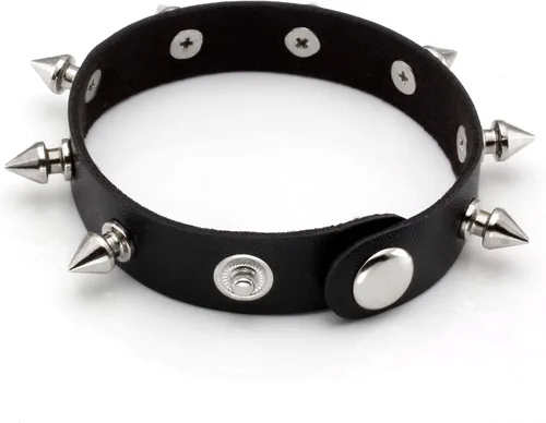 Vista 5 de MILAKOO Pulseras de cuero punk para hombres y mujeres, pulsera de remache de hip hop, pulsera ajustable, Cuero sintético, No es una piedra preciosa