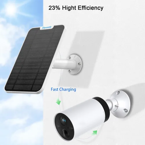 Vista 4 de Carga de panel solar de 4 W compatible con cámara TP-Link Tapo C420/C420S1/C420S2/C420S4/C425, con cable de carga impermeable de 13.1 pies, IP65