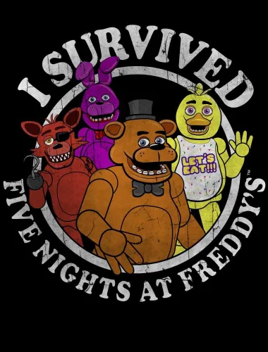 Vista 2 de Bioworld I Survived Five Nights at Freddy's Horror Video Game - Sudadera negra para niños y jóvenes, Negro