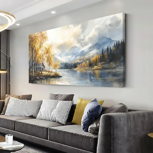 Vista 43 de ZOMNAI Arte de pared de mujer japonesa, pintura de estilo asiático, fondo amarillo, decoración de pared, tatuaje de peces en la parte posterior