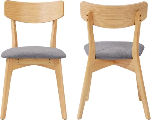 Vista 3 de Juego de 2 sillas de comedor, sillas de comedor modernas de mediados de siglo con respaldo curvo y patas de madera, marco tapizado en acabado nogal