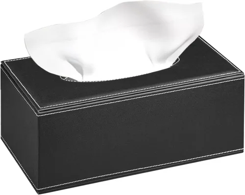 Vista 9 de Funda rectangular de cuero para caja de pañuelos, soporte de caja de pañuelos moderno rectangular para toallas de papel, dispensador de pañuelos
