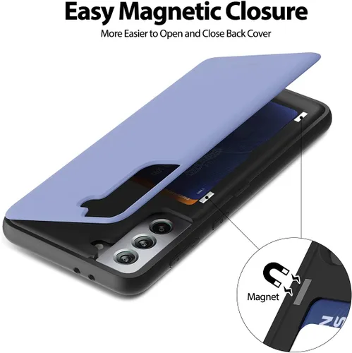 Vista 4 de GOOSPERY Funda tipo cartera para Samsung Galaxy S21 Plus, tarjetero, parachoques magnético de puerta con cierre automático, funda protectora delgada