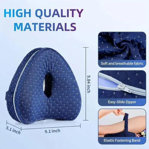 Vista 4 de Almohada de alineación para dormir de lado, pierna rodilla y columna vertebral suave para dormir de lado, almohadas de espuma viscoelástica con Gris