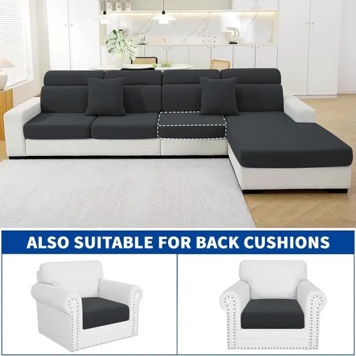 Vista 3 de ZNSAYOTX Fundas Elásticas Individuales para Cojines de Sofá Silla Cojín Fundas de Asiento de Sofá Fundas Protectoras Suaves de Reemplazo Patrón Negro