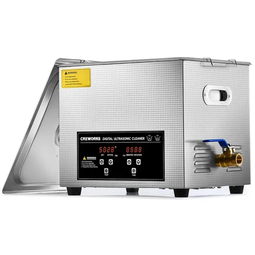 Vista 13 de Máquina de Limpieza Ultrasónica Profesional CREWORKS, Máquina Ultrasónica con Calentador y Temporizador, Limpiador Ultrasónico Digital para Joyas