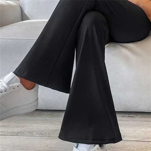 Vista 2 de TRENIS Leggings acampanados para mujer, pantalones de yoga, cintura alta, pierna ancha, gimnasio, deportes, acampanados, talla grande, pantalones