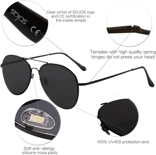 Vista 5 de SOJOS Trendy Aviator Sunglasses for Women and Men