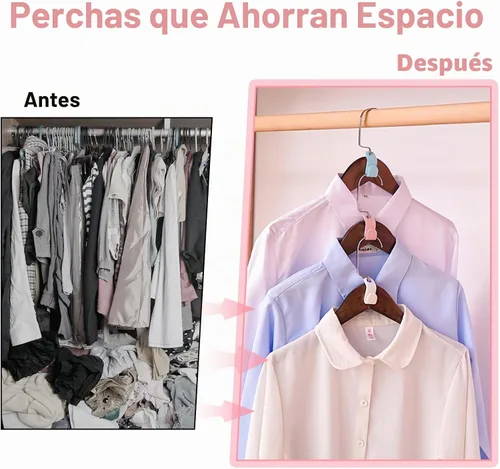 Vista 5 de 50 PCS Perchas que Ahorran Espacio - Ganchos Conectores de Perchas para Ropa, Apilables que Ahorran Espacio, Organizadores de Armario de Plástico
