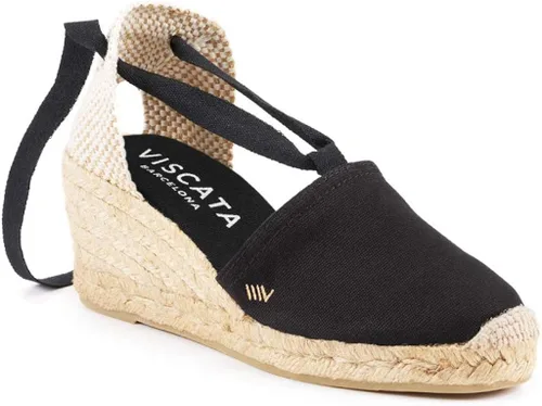 Vista 10 de Viscata Escala Espadrille Canvas Wedges with Sleek Ankle Laces Women's Lace Up shoes Handmade in Spain Organic Cotton Canvas and 100% Natural Jute
