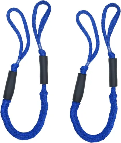 Vista 10 de Cuerda de amarre para lancha de 3.5 pies, paquete de 2 amarres para embarcaciones para acoplamiento de cables elásticos negros, accesorios