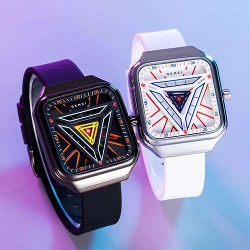 Vista 7 de SKMEI Relojes cuadrados para hombre, retroiluminación LED, pantalla grande, zona multihoraria, reloj deportivo digital para hombre analógico