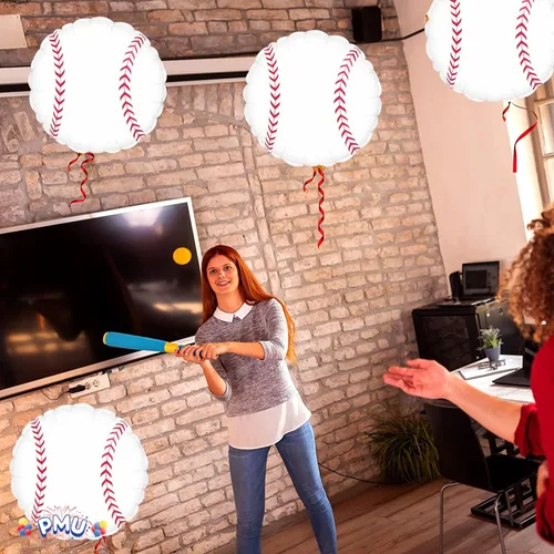 Vista 4 de PMU Globo de béisbol de 18 pulgadas Mylar (1/Pkg) Pkg/1