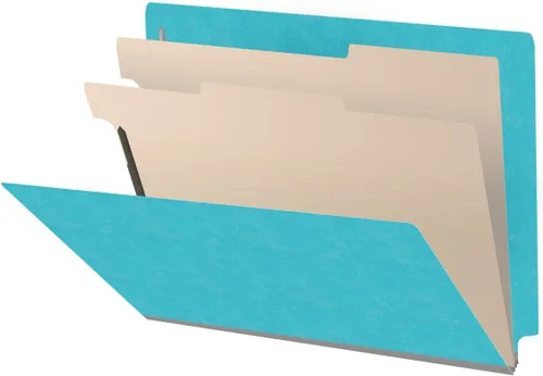 Vista 19 de Carpetas de color con pestaña final resistente, tamaño carta de 18 puntos, expansión de 2 pulgadas, 2 divisores, azul (caja de 10)