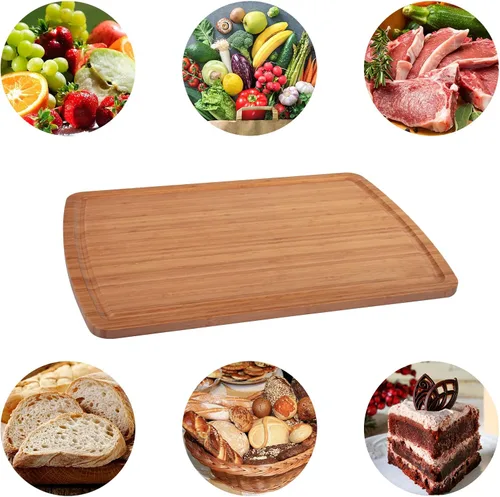 Vista 6 de Cibeat Tabla de cortar extra grande de 30 x 20, tabla de cortar de bambú para cocina, tabla de fideos de cubierta superior de estufa de bambú, tabla