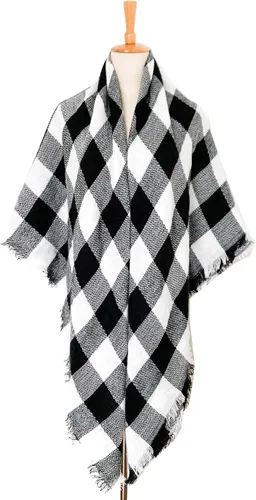 Vista 107 de Wander Agio - Bufanda envolvente con diseño a cuadros o triangular para mujer, cálida y larga, de punto, sensación de cachemira, chal