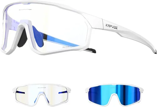 Vista 9 de KAPVOE Gafas de ciclismo fotocromáticas para hombres y mujeres, gafas de sol para bicicleta de montaña MTB, deportes, transición, triatlón, carrera