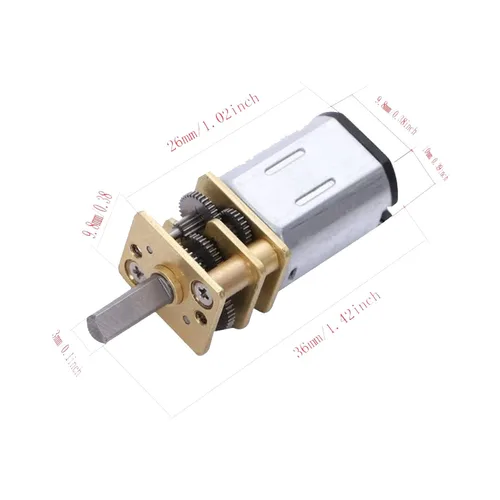 Vista 3 de N20 DC3V Mini Motor de engranajes metálicos 15RPM Reducción de velocidad Micro Motor de engranaje de metal Micro Motor 2PCS