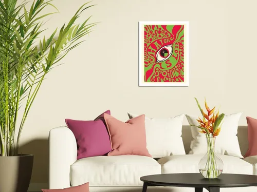 Vista 3 de Haight is Love Haight-Ashbury San Francisco - Summer of Love - Arte pop psicodélico vintage por Martin Jacobs c.1967-8 x 12 pulgadas - Cartel