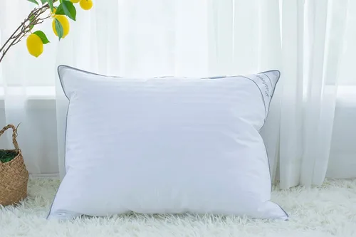 Vista 3 de Juego de 2 almohadas de plumas de ganso para dormir, juego de 2 almohadas de la colección de hotel, tamaño estándar (20 x 26 pulgadas), color blanco