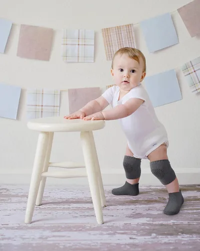 Vista 4 de 10 Pairs Baby Crawling Anti Slip Knee Pads and Anti Slip Baby Socks Set Unisex Toddler Knee Protectors Non Slip Ankle Socks