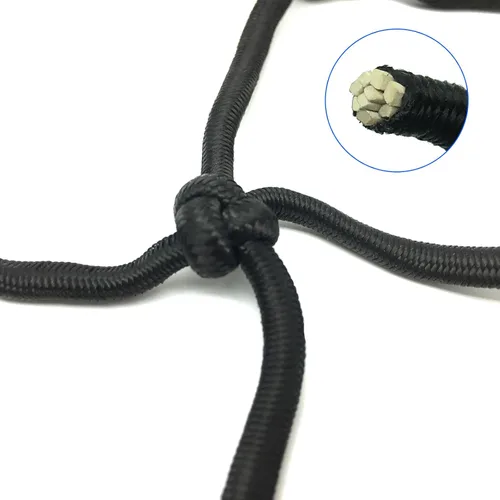 Vista 4 de Equipaje universal de red elástica para casco de motocicleta de 12 x 12 pulgadas con 6 ganchos de plástico compatibles con red de equipaje