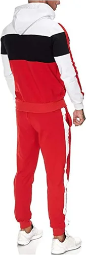Vista 4 de lcepcy Conjunto de sudadera con capucha para hombre, 2 piezas, diseño de bloques de color, sudadera casual con bolsillos